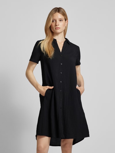 Jake*s Casual Knielanges Hemdblusenkleid mit Strukturmuster Black 4