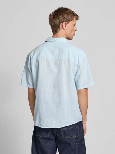 Only & Sons Relaxed Fit Freizeithemd aus Baumwoll-Leinen-Mix Modell 'CAIDEN' Hellblau 5