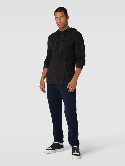 JOOP! Jeans Strickpullover mit Känguru-Tasche Modell 'Hodor' Black 1