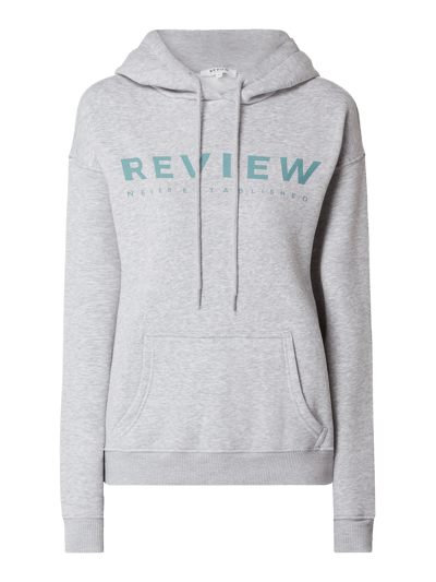 Review Hoodie mit Logo-Print  Mittelgrau Melange 2