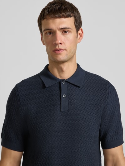 Samsøe Samsøe Strickshirt mit Polokragen und Knopfleiste Dunkelblau 3
