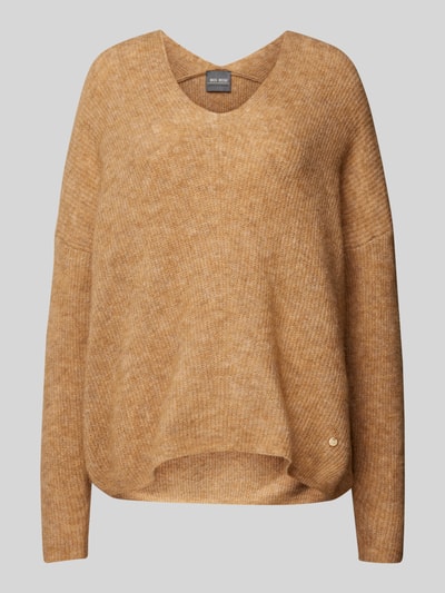 MOS MOSH Gebreide pullover met V-hals, model 'THORA' Beige - 2