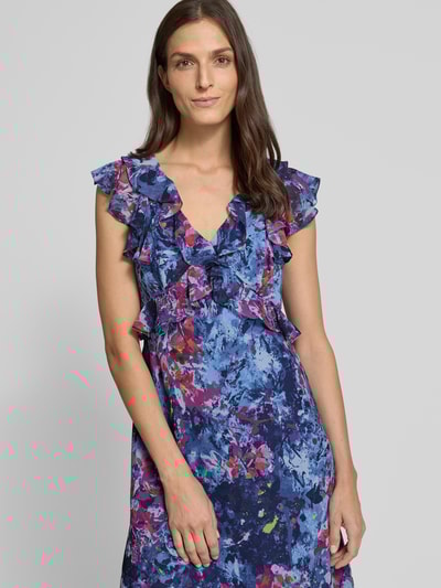 Lauren Ralph Lauren Knielanges Kleid mit Rüschenbesatz Modell 'Taralee' Bleu Melange 3