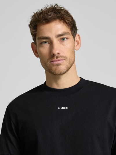 HUGO T-shirt met labelprint, model 'Dapolino' Zwart - 3