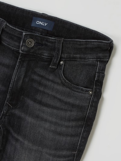 Only Korte slim fit jeans met stretch, model 'Matt' Zwart - 2