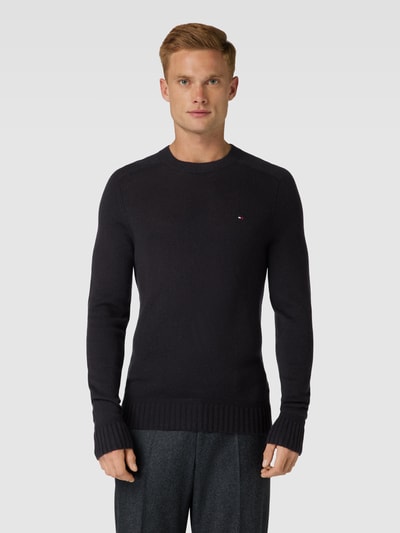 Tommy Hilfiger Strickpullover mit Label-Stitching Modell 'MERINO' Black 4