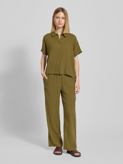 Tom Tailor Denim Straight leg broek van mousseline Olijfgroen - 1
