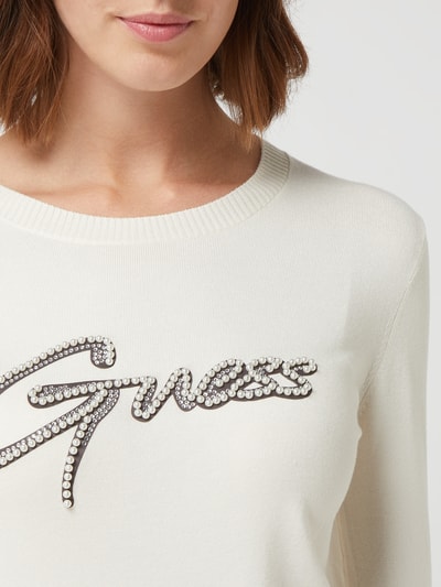 Guess Sweter z aplikacją z logo model ‘Ada’ Złamany biały 3