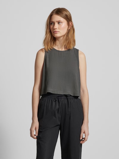 Jake*s Casual Cropped Blusentop mit Rundhalsausschnitt Dunkelgrau 4