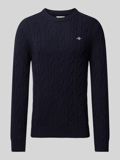 Gant Gebreide pullover met kabelpatroon Marineblauw - 2