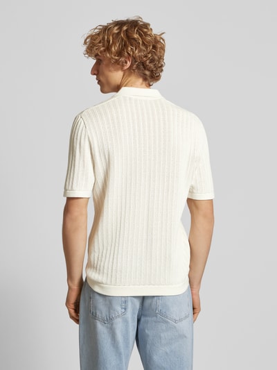 Only & Sons Regular fit poloshirt met broderie anglaise, model 'MOON' Offwhite - 5