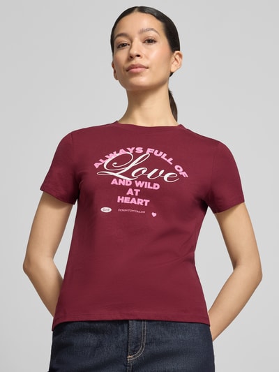Tom Tailor Denim T-shirt o kroju regular fit z czystej bawełny Bordowy 3
