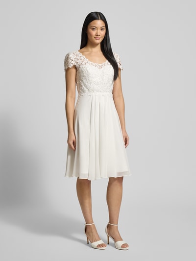 LUXUAR FASHION Bruidjurk met ronde hals en parels Offwhite - 1