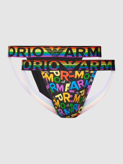 Emporio Armani Jockstrap mit eingewebtem Logo Modell 'RAINBOW' Black 1