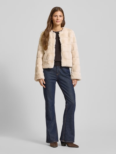 More & More Kurtka ze sztucznego futra ze okrągłym dekoltem Złamany biały 1