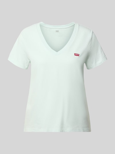 Produktfoto, Regular Fit T-Shirt aus reiner Baumwolle Modell 'LSE_PERFECT TEE' von Levi's®, biała, jednolita, z label stitching, krój regular fit, V-dekolt, krótki rękaw