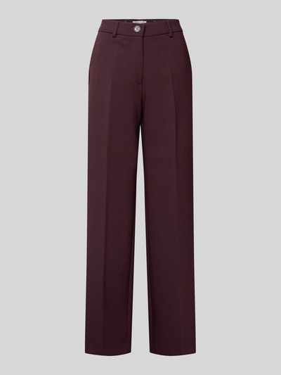 More & More Straight fit bandplooibroek met viscose Bordeaux - 2