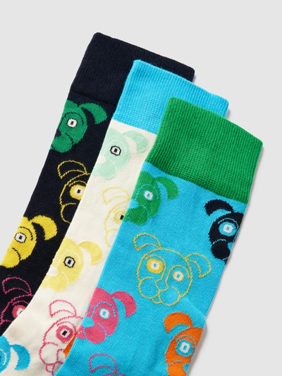 Happy Socks Socken mit Label-Detail im 3er-Pack Modell 'Mixed Dog Socks' Dunkelblau 2