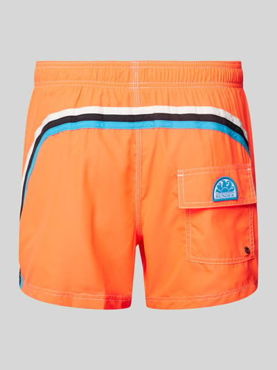 Sundek Regular fit zwembroek met gestileerde opening Neon oranje - 3