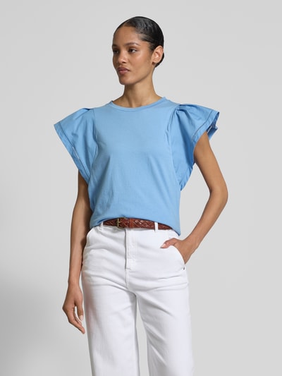 Lauren Ralph Lauren T-shirt met broderie anglaise Hemelsblauw - 4