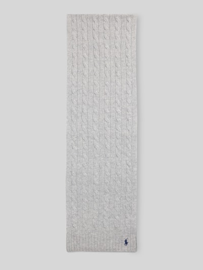 Polo Ralph Lauren Schal aus Schurwoll-Kaschmir-Mix mit Logo-Stitching Hellgrau 3
