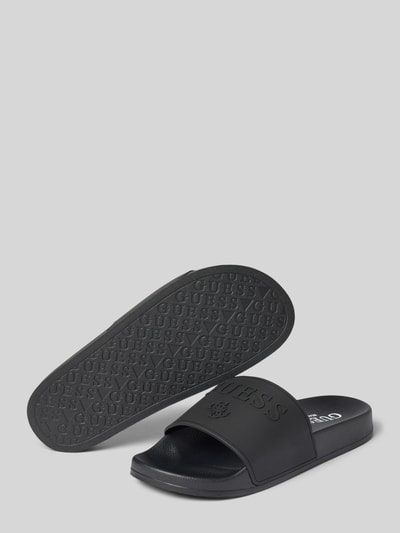 Produktfoto, sandaaltjes met afgeronde punt, comfortmodel, logomotief, rubberzool, hakhoogte maat 39/40: 3 cm, Sandalette met Logo van guess