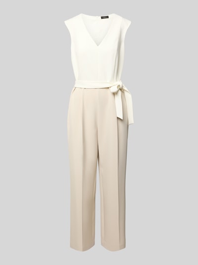 s.Oliver BLACK LABEL regular fit jumpsuit met tailleriem om te strikken Beige - 2