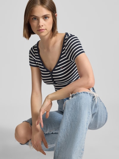 Tommy Jeans Slim fit T-shirt gebreid met wafelpatroon Marineblauw - 3