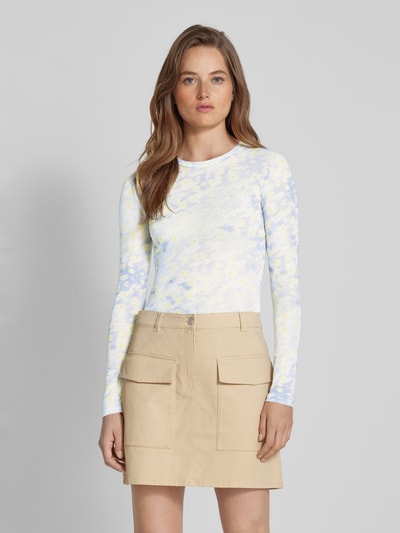 HUGO Shirt met lange mouwen en all-over motief, model 'Diralina' Lichtblauw - 4