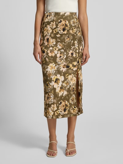 Zero Spódnica midi z rozcięciem z boku Khaki 4