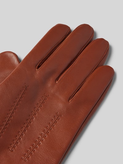 BOSS Handschoenen van lamsleer met labeldetail, model 'Hainz' Cognac - 3