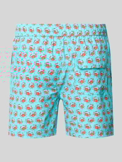 Zeybra Spodenki kąpielowe o kroju regular fit z naszywką z logo model ‘GRANCHIO’ Turkusowy 3