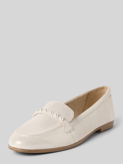 Tamaris Mokasyny skórzane z perełkami Złamany biały 1