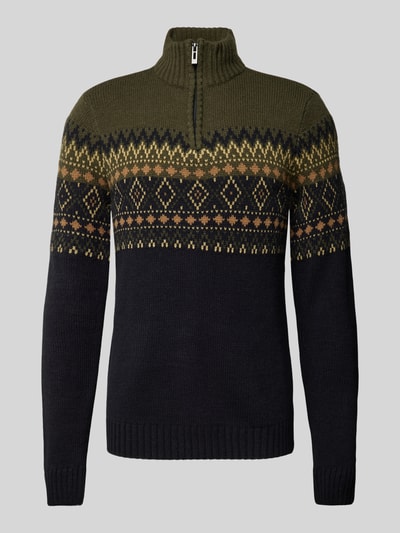 Blend Gebreide pullover met opstaande kraag Zwart - 1