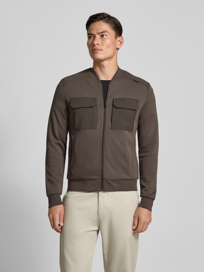 Antony Morato Slim fit sweatjack met viscose, model 'Neuter' Olijfgroen - 4