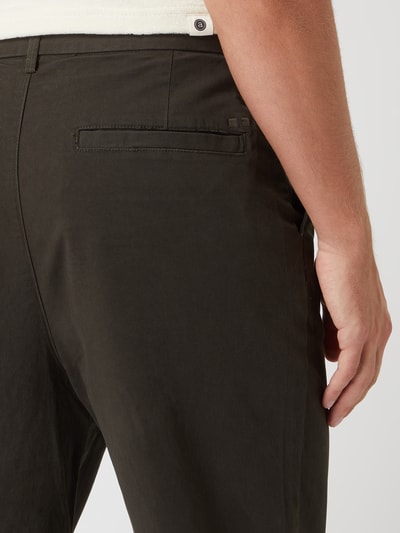 Minimum Tapered fit chino met stretch, model 'Pleat' Olijfgroen - 3