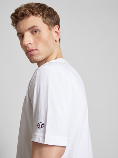 CHAMPION T-Shirt mit Label-Stitching Weiss 3