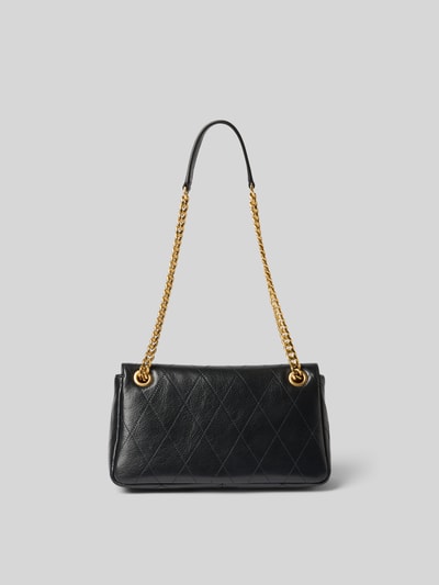 Produktfoto, Shoulder Bag in Stepp-Optik von Tory Burch, schwarzes Leder, goldfarbener Kettenriemen, Logo-Detail, strukturierte Oberfläche