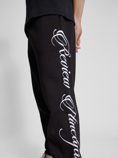 REVIEW Sweatpants met labelstitching Zwart - 3