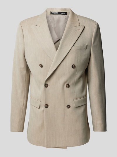 SELECTED HOMME Slim fit colbert met paspelzak op de borst, model 'PETER' Beige - 2