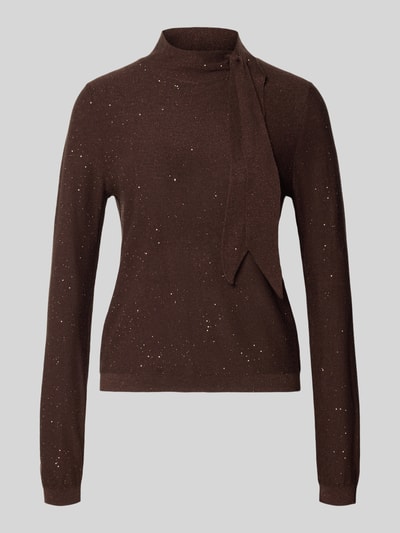 s.Oliver BLACK LABEL Pullover met strik Donkerbruin - 1