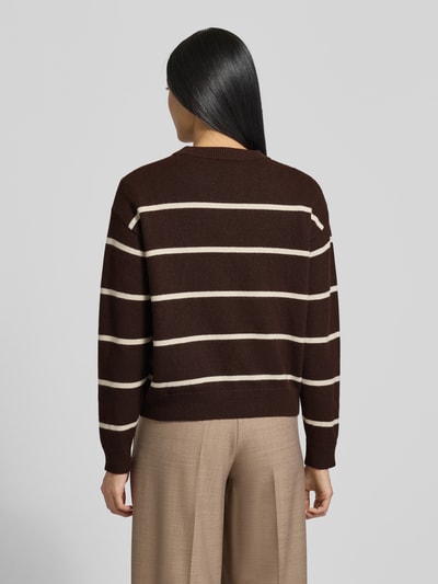 MANGO Strickpullover mit Rundhalsausschnitt Modell 'MARINA' Dunkelbraun 5