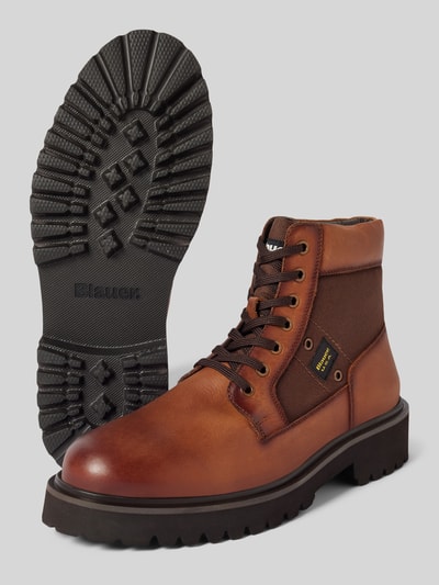 Blauer USA Schnürstiefel mit Label-Detail Modell 'BUXTON' Cognac 4