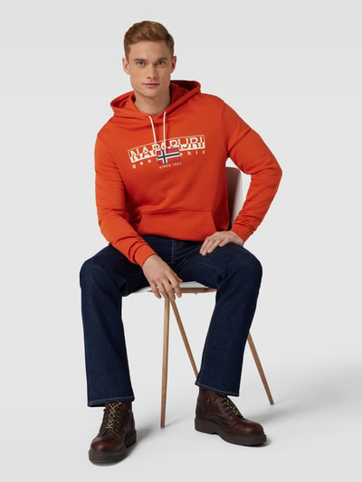 Napapijri Hoodie met labelprint Oranje - 1