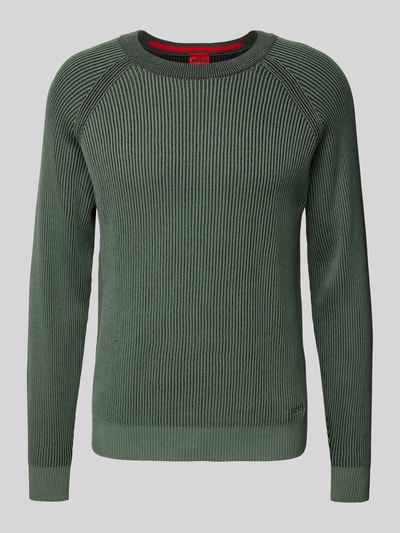 HUGO Strickpullover mit gerippten Abschlüssen Modell 'Squizzo' Dunkelgruen 1