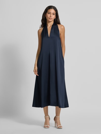 Samsøe Samsøe Midikleid mit V-Ausschnitt und Eingrifftaschen Marine 4