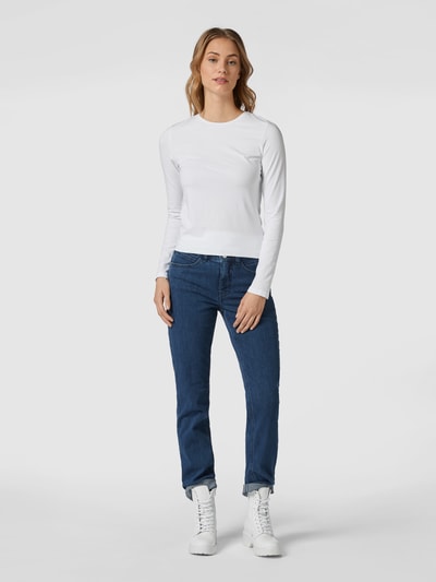 MAC Straight fit jeans met labelpatch, model 'Angela' Blauw - 1