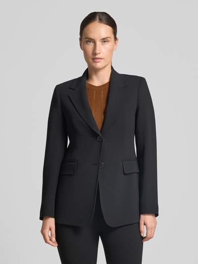 Max Mara Studio Slim Fit Longblazer mit Reverskragen Modell 'LINZ' Black 4