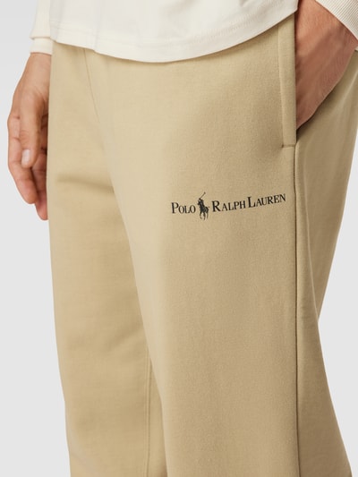 Polo Ralph Lauren Spodnie dresowe z detalem z logo Khaki 3