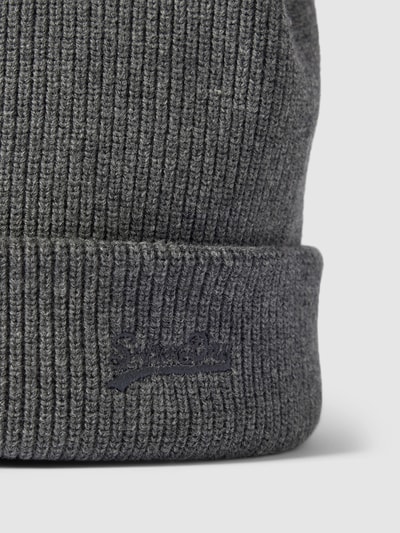 Superdry Beanie met logostitching Antraciet gemêleerd - 2